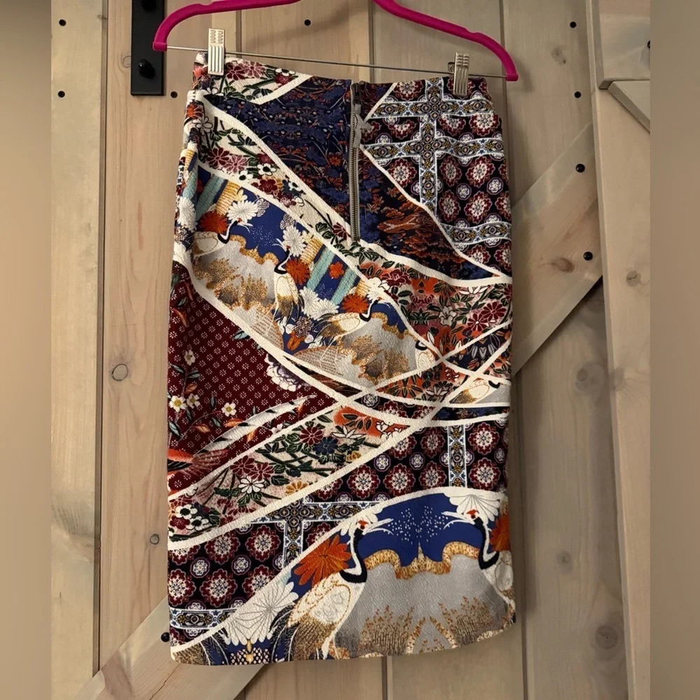 Maeve Multicolor Patchwork Knit Pencil Skirt